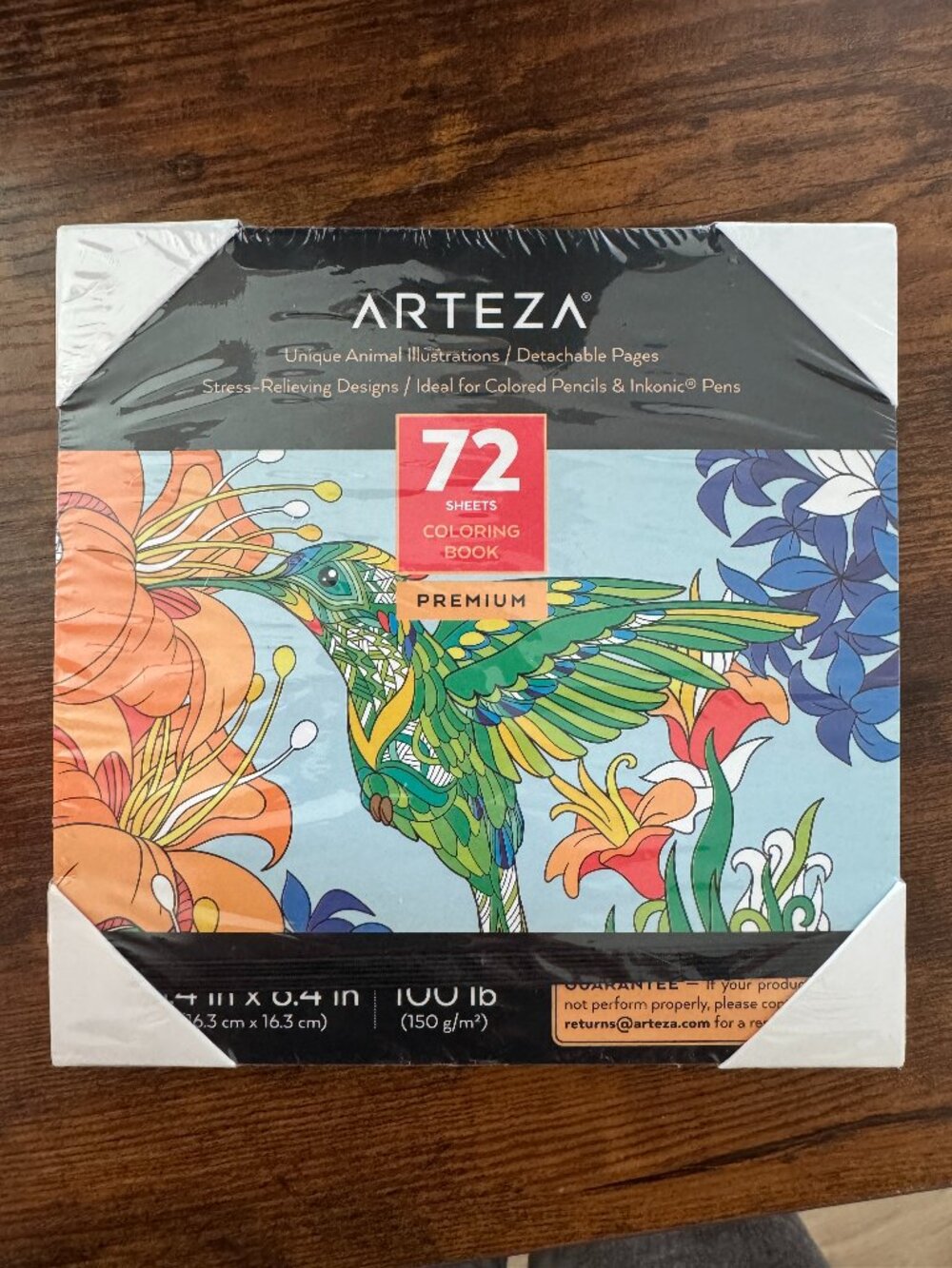 Unopened Arteza 72 Sheet Premium Animal Coloring Book